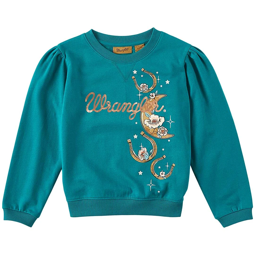 Wrangler Girls' Moon Graphic Puff Sleeve Sweatshirt 1 Wrangler Girls' Moon Graphic Puff Sleeve Sweatshirt