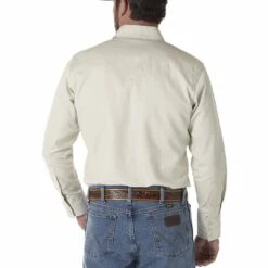 Wrangler Men's Cowboy Cut Firm Finish Snap Work Shirt -Western Cowboy Equipment Store wrangler men s cowboy cut firm finish snap work shirt