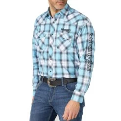 Wrangler Men's Logo Plaid Snap Shirt
