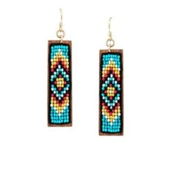 Wyo-Horse Seed Bead Tablet Leatherette Earrings